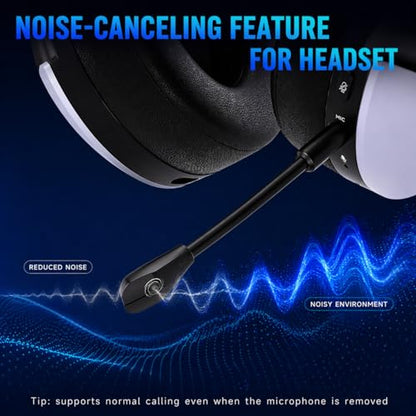 syndesmos Wireless PS5 Headset, 2.4GHz Gaming Headset for PS5, PC, Switch, Bluetooth 5.3 Headphones with Noise Canceling Mic, 7.1 Surround Sound, Low-Latency, 45H Battery, White - color: White