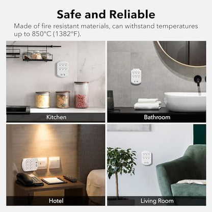 BN-LINK Outlet Extender, Multi Plug Outlets with 6 Outlets 3 USB Ports (3.4A Total), Dusk-to-Dawn Sensor Night Light, Outlet Splitter with Top Phone Holder, for Traveling, Home, School, Office - size: 6 Outlets - Night Light (USB)