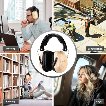 ProCase NRR 28dB Noise Reduction Ear Muffs, Foldable Adjustable Noise Cancelling Headphones - color: 1 - Beige