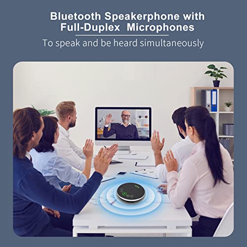 TONGVEO Bluetooth Speakerphone Conference Microphones, Wireless Conference Speaker 360°Voice Pick up with 4 AI Noise Cancellation Mics USB/Dongle/Bluetooth Connection 8 Hour Call Time for 8-12 People - color: Gray
