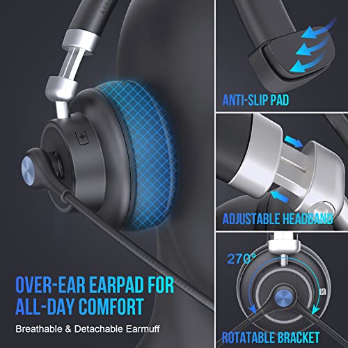 BT4500 Trucker Bluetooth Headset, Noise Cancelling Microphone | Bluetooth 5.0 Wireless Headset, Adjustable Headband Multi Device Pairing, 30 Hour Talk Time for Drivers, Work - color: BT4500