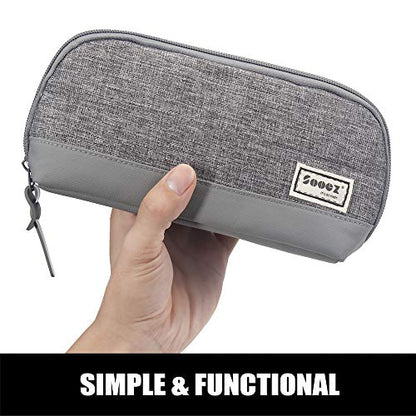 Sooez Wide-Opening Pencil Pen Case, Lightweight & Spacious Pencil Bag Pouch Box Organizer, Aesthetic Supply with Triangular Design for Adults, Grey - color: Grey
