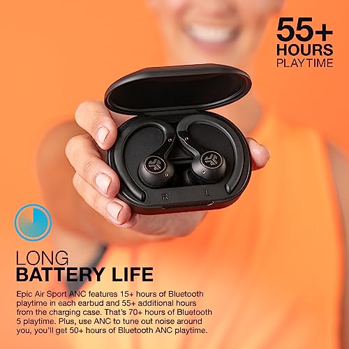 JLab Epic Air Sport ANC Gen 2 True Wireless Bluetooth Earbuds, Headphones for Working Out, IP66 Sweatproof, 15-Hour Battery Life +55-Hour Charging Case, Music Controls, 3 EQ Sound Settings - style: ANC Gen 2