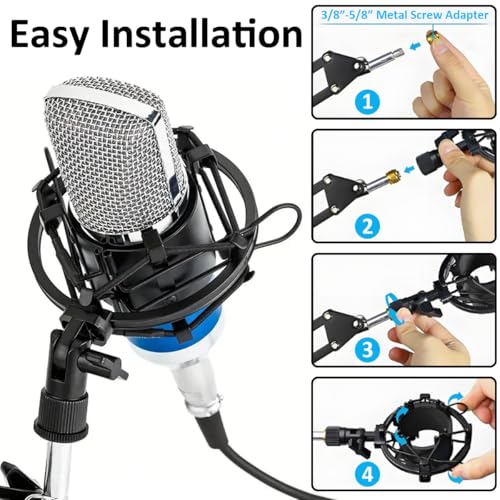 58-63mm Microphone Shock Mount Anti Vibration Mic Suspension Mount - color: Black, size: For 58mm-63mm Diameter