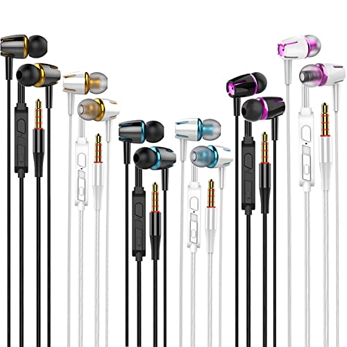 Cianyyee 6Pack Earbuds Headphones Wired with Microphone，in-Ear Earbuds,Noise Isolating,Powerful Heavy Bass, Earphones Compatible with iPhone, iPod, iPad, MP3, Laptops, and Most 3.5mm Jack | Earphones Noise Isolating,Powerful Heavy Bass,Compatible with iPh