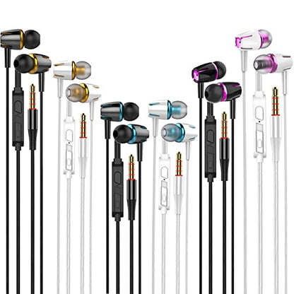 Cianyyee 6Pack Earbuds Headphones Wired with Microphone，in-Ear Earbuds,Noise Isolating,Powerful Heavy Bass, Earphones Compatible with iPhone, iPod, iPad, MP3, Laptops, and Most 3.5mm Jack | Earphones Noise Isolating,Powerful Heavy Bass,Compatible with iPh
