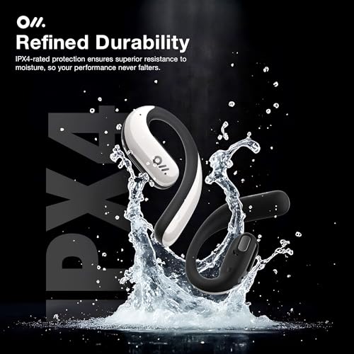 Oladance OWS Pro Open-Ear True Wireless Headphones, 16-Hour Playtime | Bluetooth 5.3, Dual-Device Connectivity, Amplifier Chip, Virtual Bass, Liquid Silicone, Titanium Frame, Comfortable Fit - color: White