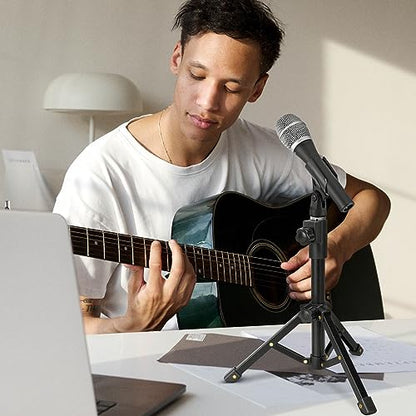Geekria for Creators Telescoping Tabletop Tripod Microphone Stand, Desktop Mic Stand with Foldable Non-Slip Feet, Compatible with ATH AT2020USB, AT2035, AKG D5, P120, P220, Behringer XM8500
