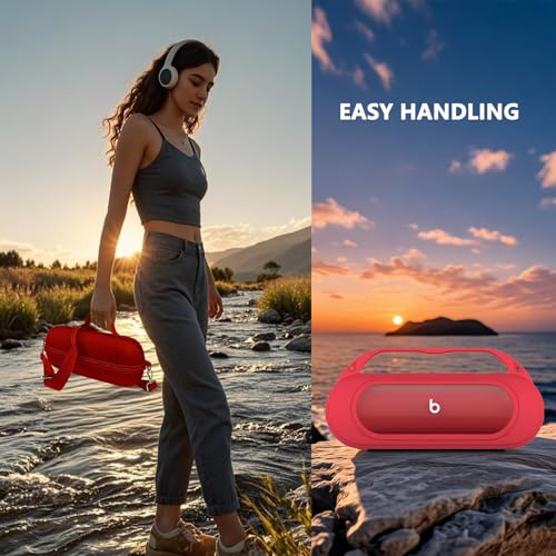 Silicone Cover and Hard Carrying Case for Beats Pill 2024 Bluetooth Speaker | Protective Cover Case for Beats Pill Speaker Accessories, Scratch-Resistant and Drop-Proof Cover (Red Case) - color: Red Case