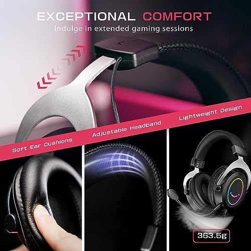 FIFINE Gaming Headset and USB Dynamic Microphone,Over-Ear Headset with Passive Noise Canceling,3.5mm Audio Jack,for Switch,RGB Mic for PC,with Tap-to-Mute Button,for Streaming,Podcast,Twitch(H3+K658)