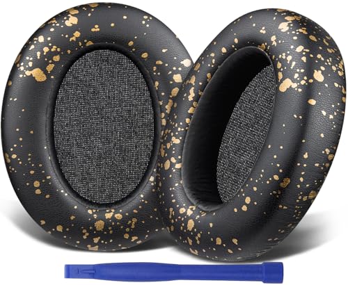 SOULWIT Earpads Cushions Replacement for Sony WH-XB910N Extra Bass Headphones, Ear Pads with Soft Protein Leather, Noise Isolation Foam - Black Gold - color: Black Gold