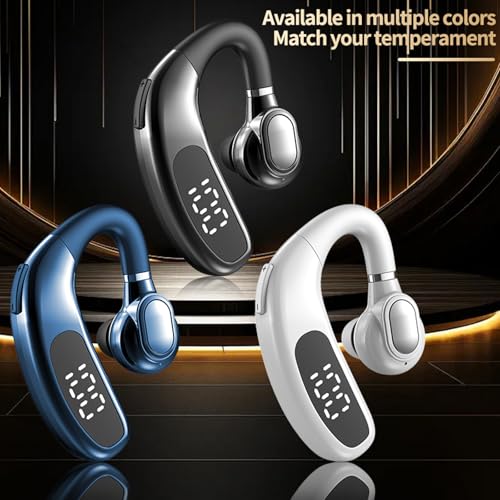 Wireless Handsfree Bluetooth Earpiece for Driving Single Earbud Bluetooth Headset One Ear Earbuds Open Ear Earphone Running Sports Headphones with Ear Hook Trucker Blue Tooth Headset for Business