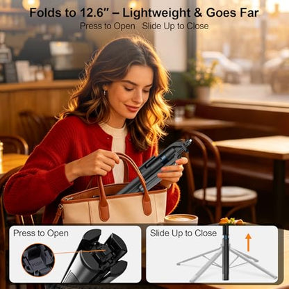 Content Creator Essentials Vlogging Kit for iPhone, Tripod & Wireless Mic | 71" Tripod with light, remote, selfie stick, phone stand. Designed for TikTok, YouTube, video recording