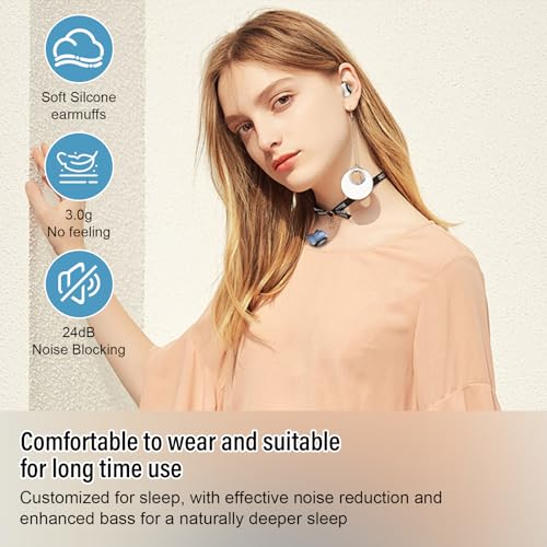 Sleep Earbuds Bluetooth 5.4 in Ear Light-Weight Headphones, Mini Sleep Headphones Small Design for Side Sleepers, 47H Playtime with Charging Case, Clear Calls Earphones, IvoryWhite - color: IvoryWhite