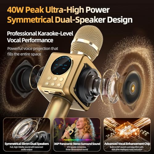 TOSING G5 Portable Karaoke Microphone with Speaker, 80W High-Power Sound, Bluetooth Handheld Mic for Parties, Singing, Home & Outdoor Use