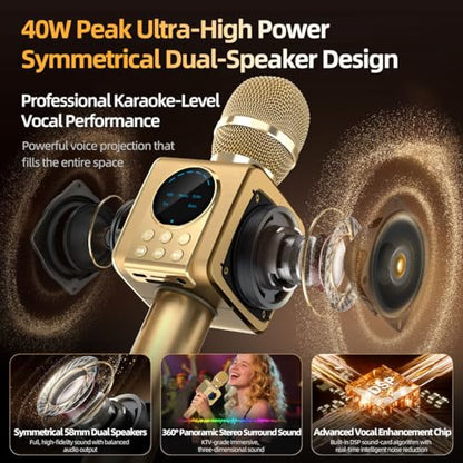 TOSING G5 Portable Karaoke Microphone with Speaker, 80W High-Power Sound, Bluetooth Handheld Mic for Parties, Singing, Home & Outdoor Use