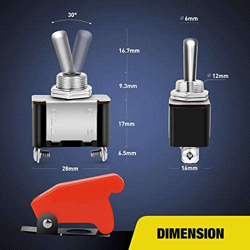 Nilight 90014E Heavy Duty Rocker Toggle Switch 12V 20A Red Cover SPST ON/Off 2Pin Car Truck Boat-5 Pack - color: 5PCS Switch w/Red Cover