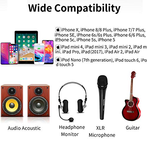 Microphone Preamp Compatible with IOS Devices Livestream, Saramonic XLR Lghtning Mic & Guitar Interface Compatible with iPhone 11 X 8 7 7s iPad iPod Touch Guitar Acoustic Devices Youtube Video - size: Lightning Input