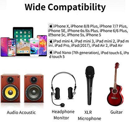 Microphone Preamp Compatible with IOS Devices Livestream, Saramonic XLR Lghtning Mic & Guitar Interface Compatible with iPhone 11 X 8 7 7s iPad iPod Touch Guitar Acoustic Devices Youtube Video - size: Lightning Input