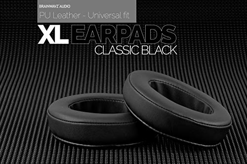 Brainwavz XL Large Replacement Memory Foam Earpads - Suitable for Many Other Large Over The Ear Headphones - Sennheiser, AKG, HifiMan, ATH, Philips, Fostex, Sony (Black Pleather) - color: Black Pleather