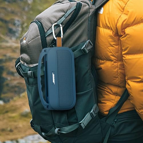 co2CREA Hard and Silicone Case for Bose SoundLink Flex 2/1,Twilight Blue | 2nd Gen Compatibility, Dual-Layer Protection, EVA Hard Shell, Silicone Cover, Adjustable Shoulder Strap, Aluminum Carabiner - color: Twilight Blue Case