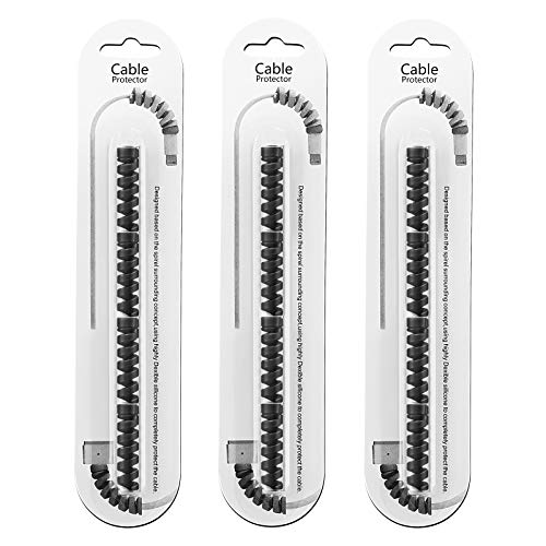 24 Pcs Jetec Charger Cable Protector, Spiral USB Wire Protector,Black - color: Black