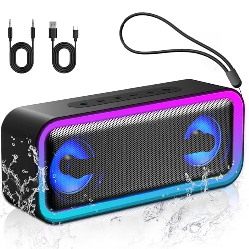 IKT Portable Bluetooth Speaker, 20W HD Sound, IPX7 Waterproof, Wireless, Big Sound and Deep Bass, TWS Pairing, 30Hrs of Playtime, for Home/Party/Outdoor/Beach, Birthday Gifts for Men Women - Black