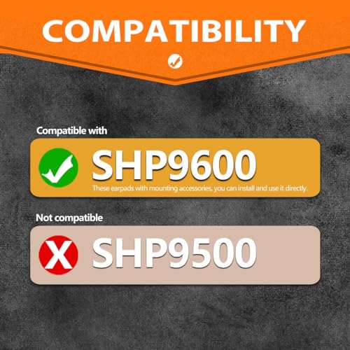 SHP9600 Ear Pads - TRANSTEK Replacement Ear Cushion Compatible with SHP9600 Headphones (Velour)