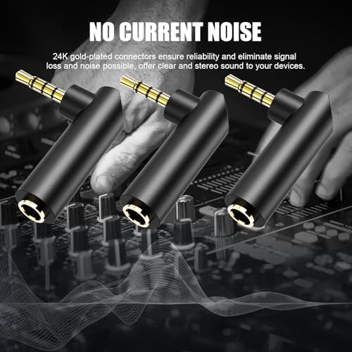 3.5mm Angle Male to Female Audio Adapter,90 Degree Right Angle Gold-Plated TRS Stereo Jack Plug Aux Connector, Compatible with Headsets, Tablets, MP3 Players, Game Controllers, Speakers - 2pack