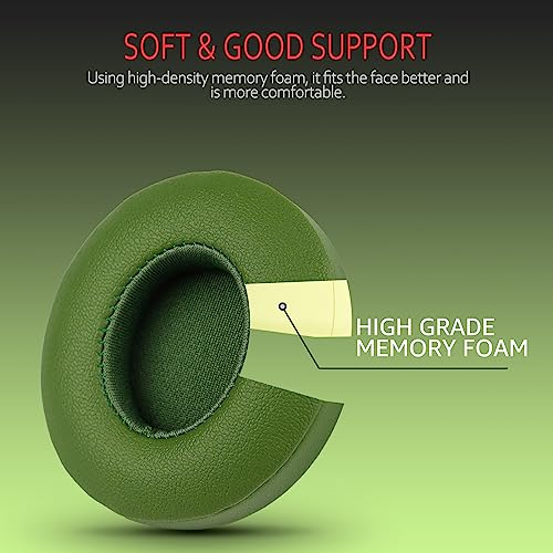 Krone Kalpasmos Earpad Replacement for Beats Solo 2 & 3 Wireless/Wired Headphone, Ear Cushion Premium Protein Leather Memory Foam with Kits, Superb Comfortable Easy to Install – Hunter Green - color: Hunter Green