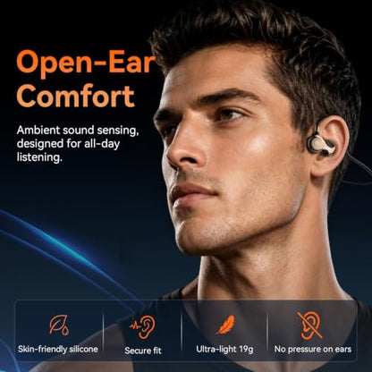 OHAYO Open Ear Headphones, Bluetooth 6.0 Air Conduction Sports Earbuds, 19g - color: Black/Gold