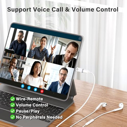 USB C to Lightning Audio Adapter, USB C Male to Female Lightning Headphone Audio Adapter Compatible with iPhone 16/16Pro/15/15Pro, iPad Pro, iPad Air 6/5, MacBook, Galaxy S24(Audio Only, No Charge) - color: White