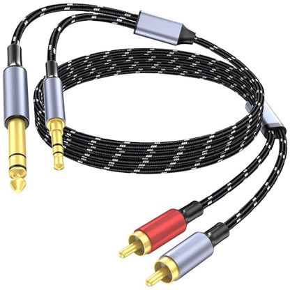 3.5mm to RCA, 1/4 TRS to Dual RCA Cable, 2-in-1 Audio Cable, Gold-Plated HiFi Sound Headphone Jack Auxiliary Cord 1/8 6.35mm Adapter Stereo Y Splitter for Phone Speaker MP3 Tablet HDTV 3.3FT - size: 3.3FT