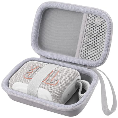 for JBL Go 5/4/3 Ultra Portable Speaker Hard Travel Case, White | Protective Storage Bag with Mesh Pocket & Hand Strap, Shockproof EVA Carrying Box, Soft Lining - color: White Case