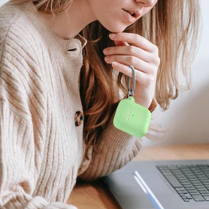 for AirPods Case Cover, Come with Clean Pen，Soft Silicone Protective Cover for Women Men Compatible with Apple AirPods 2nd 1st Generation Charging Case, Front LED Visible,Glow Green - color: B8-Luminous Green