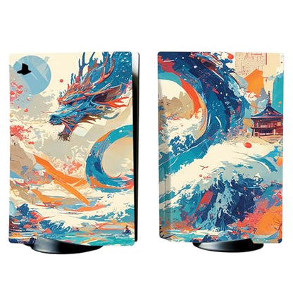 PlayVital Full Set Skin Decal for ps5 Console Disc Edition, Vinyl Sticker Decal Cover for ps5 Controller & Charging Station & Headset & Media Remote - Dragon's Elysium - color: Dragon's Elysium