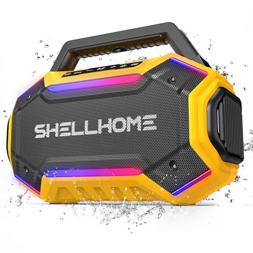 80W Bluetooth Outdoor Speakers, Portable Waterproof Jobsite Speaker | 30H Playtime, RGB Lights, BassUp 2.0, IPX6 Waterproof, TWS, 80W(Peak) Loud, Bluetooth 6.0 - color: Yellow