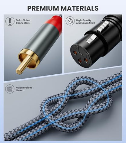 Dual XLR Female to Dual RCA Male HiFi Audio Cable, 3.3FT - size: 3.3FT