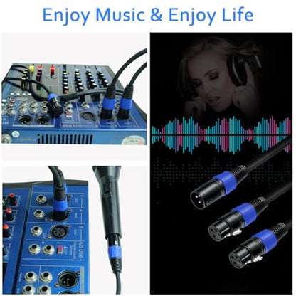 1 Pack XLR Splitter Cable 1.6 FT, 1 Male to 2 Female Patch Y Cable, Balanced Microphone Splitter Cord Audio Adaptor, Used for Microphone, Effector, Mixer, Equelizer, DMX LED, Amplifier, Guitar - size: 1.6 Foot, 1 Pack, style: 1 Male to 2 Female
