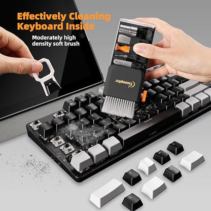 Keyboard Cleaning Kit, All-in-One Laptop & Computer Screen Cleaner, Black | Multi-function Electronic Cleaner, Soft Bristle Brush, Computer Screen-safe Spray, Compact, for MacBook, iPad, iPhone, earbud - color: Black