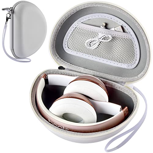 COMECASE Hard Headphone Case Compatible with Beats Solo 2 3 4, Solo Pro, Studio Pro and Studio3, Water-Resistant Travel Carrying Case with Mesh Pocket-White - color: White