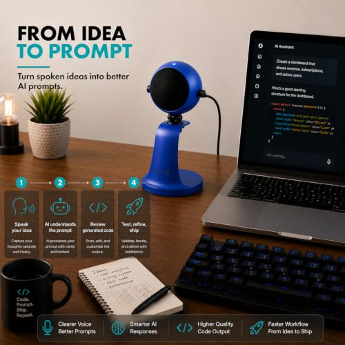 Movo WebMic USB Microphone with Desktop Stand, Royal Blue, Cardioid Condenser, for PC and Mac, with Mic Gain and Headphone Monitoring - color: Royal Blue