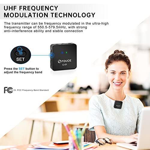 UHF Wireless Lavalier Microphone System for Phone & Camera, Mini Portable Clip On Condenser Microphone, Lapel Microphone Wireless for YouTube, Podcast, Interview, Streaming, ASMR Recording