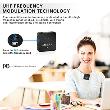 UHF Wireless Lavalier Microphone System for Phone & Camera, Mini Portable Clip On Condenser Microphone, Lapel Microphone Wireless for YouTube, Podcast, Interview, Streaming, ASMR Recording