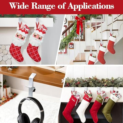 Fireplace Stocking and Garland Hanger, 2 in 1 Mantel Hanger for Garland, Fireplace Stocking Holders for Mantle Garland Hooks for Xmas Holiday Home Party Decoration - style: 4White