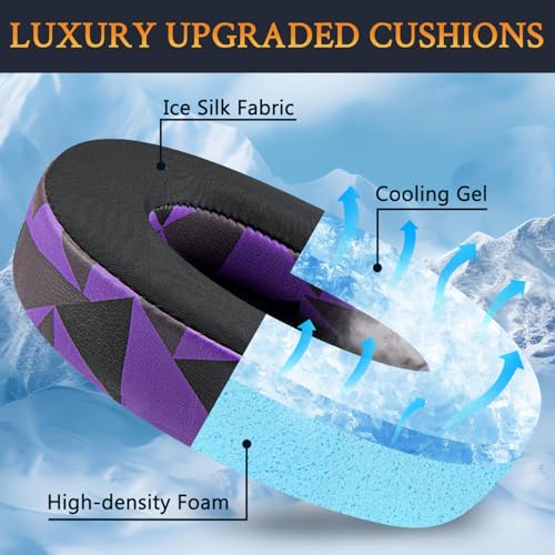 SOULWIT Earpads for SteelSeries Arctis 1/3/5/Arctis 7/7+/7P/7P+/7X/7X+/9/9X/Pro/Prime(Do Not Fit Any Arctis Nova) Headset, Cooling Gel Ear Pads Cushions with Ice Silk Fabric - Purple Black - color: Purple Black