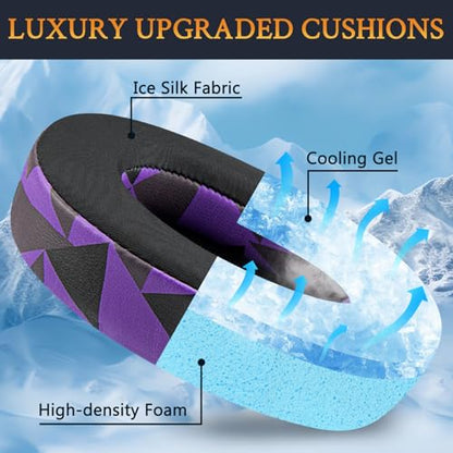 SOULWIT Earpads for SteelSeries Arctis 1/3/5/Arctis 7/7+/7P/7P+/7X/7X+/9/9X/Pro/Prime(Do Not Fit Any Arctis Nova) Headset, Cooling Gel Ear Pads Cushions with Ice Silk Fabric - Purple Black - color: Purple Black