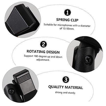 HANABASS 3PCS Microphone Clip Holder Adapter Durable Clothespin Style Mic Mount for Microphones