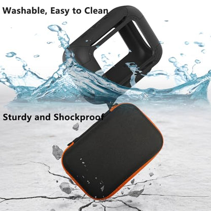 Protective Case for JBL Go 5 Portable Bluetooth Speaker | Accessories Hard Carrying Case and Silicone Cover with Metal Carabiner (Black Case) - color: Black Case
