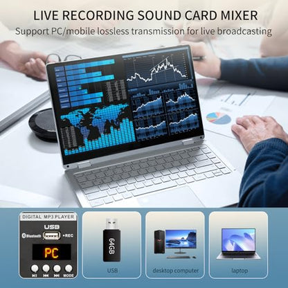 8-Channel Audio Mixer with USB, 99 DSP Effects, 48V Phantom Power